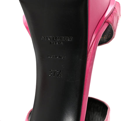 Saint Laurent Calfskin Crocodile Embossed 80 Platform Ankle Strap Sandals 37.5 Bubblegum 7 of 9