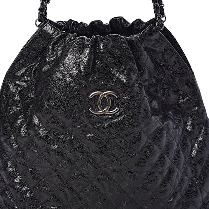 Chanel Distressed Glazed Caviar Quilted Large Elastic Tote Black 10 of 10
