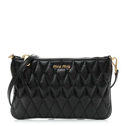 Miu Miu Vitello Shine Trapu Zip Crossbody Bag Black 1 of 10