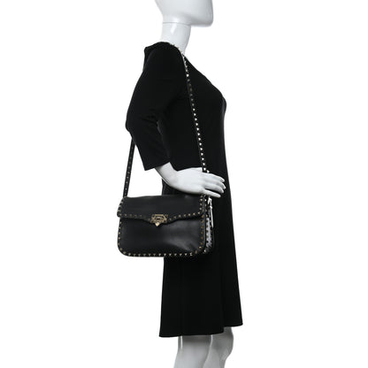 Valentino Garavani Vitello Medium Rockstud Flap Saddle Bag Black 2 of 10
