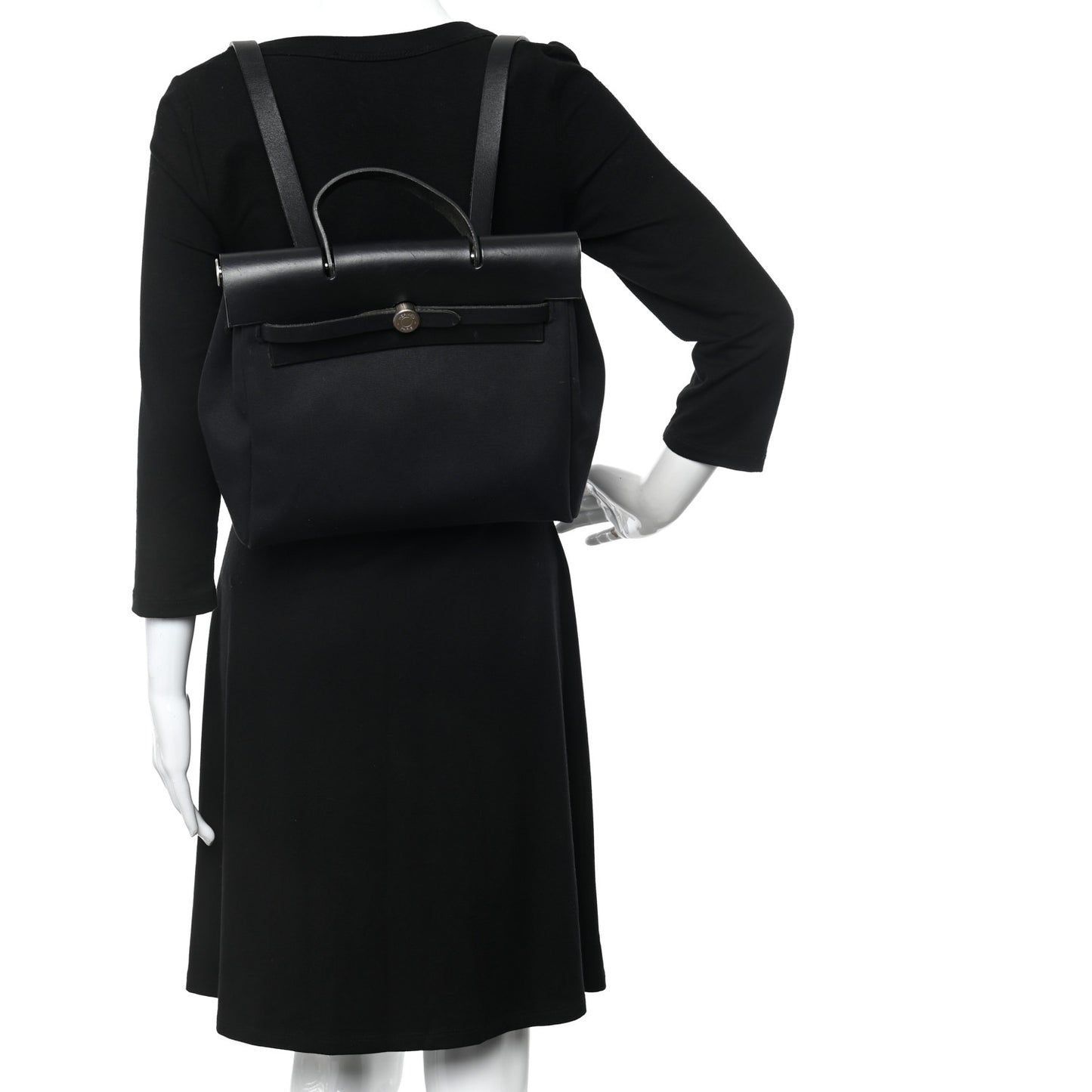 Toile Vache Calfskin Herbag 30 PM Backpack Black