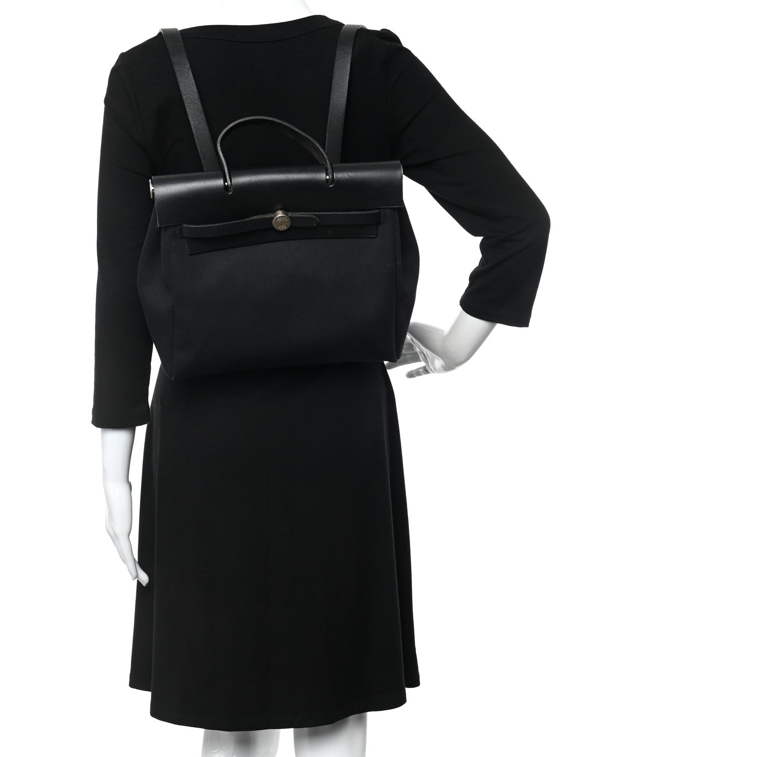 Hermes Toile Vache Calfskin Herbag 30 PM Backpack Black 2 of 20