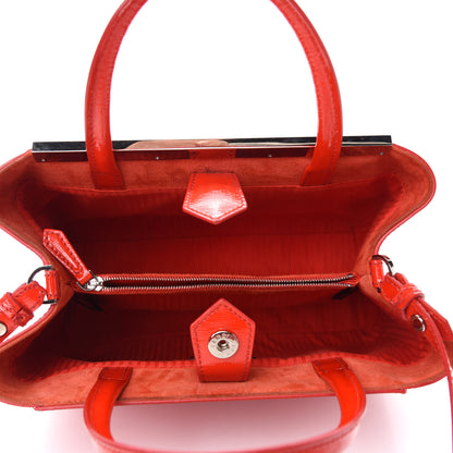 Fendi Vitello Vernice Camoscio Petite 2Jours Tote Papavero 5 of 12