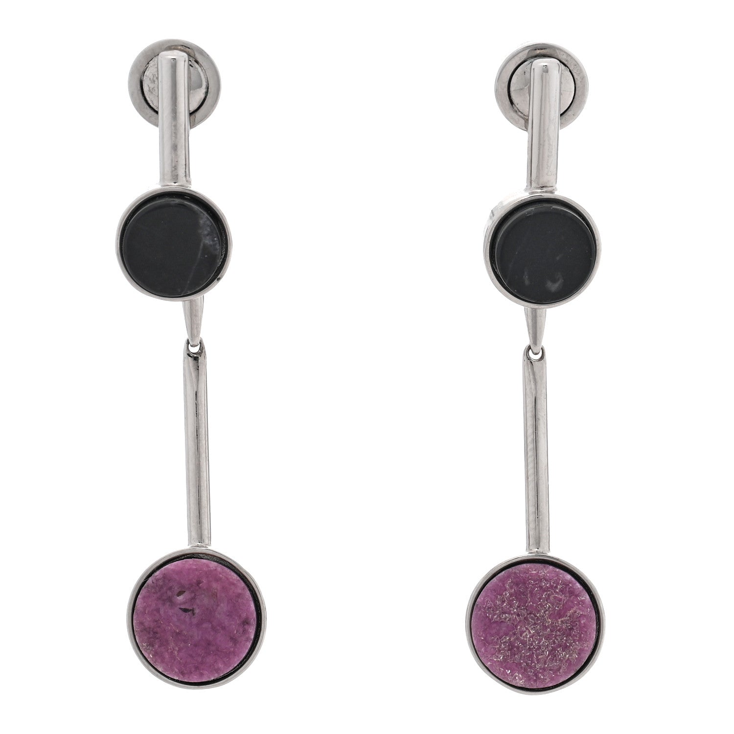 Christian Dior Metal Marble Drop Earrings Pink Black 1 of 5