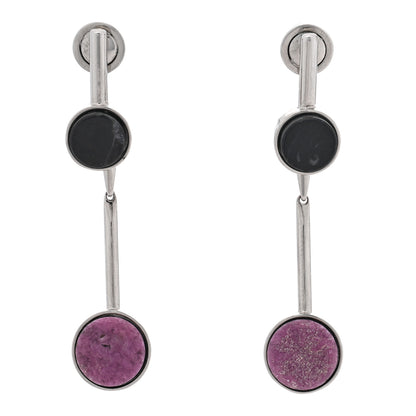 Christian Dior Metal Marble Drop Earrings Pink Black 1 of 5