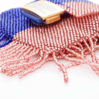 Fendi Glass Beaded Mini Pico Baguette Charm Blue Salmone 8 of 8