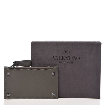 Valentino Garavani Vitello Rockstud Coin Case Card Holder Green 10 of 10