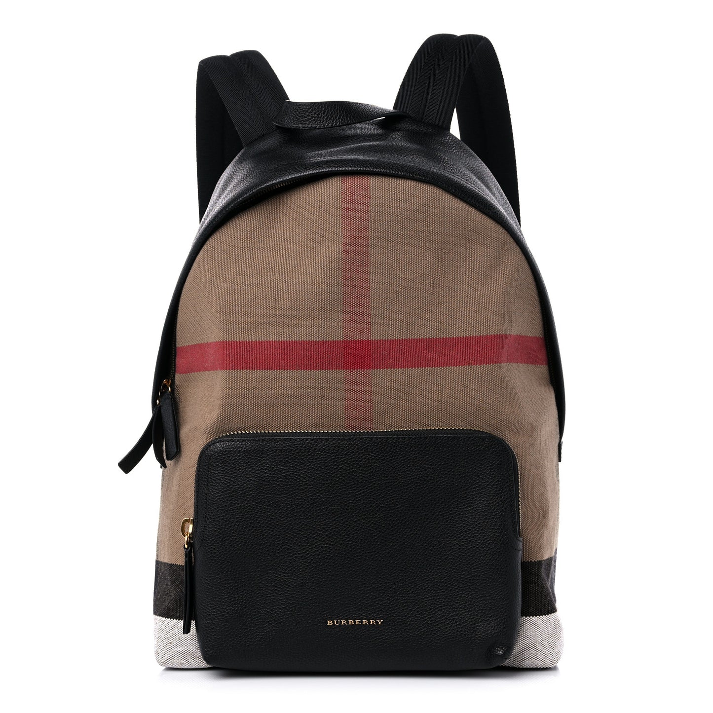 Mega Check Calfskin Abbeydale Simple Backpack Black Camel
