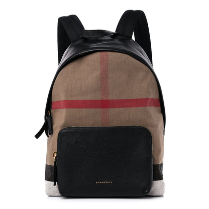 Burberry Mega Check Calfskin Abbeydale Simple Backpack Black Camel 1 of 7