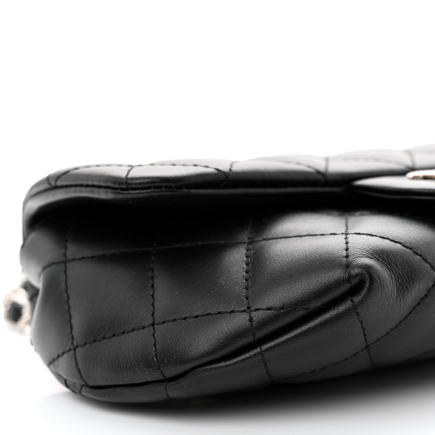 Calfskin Quilted CC Uniform Flap Belt Bag Black