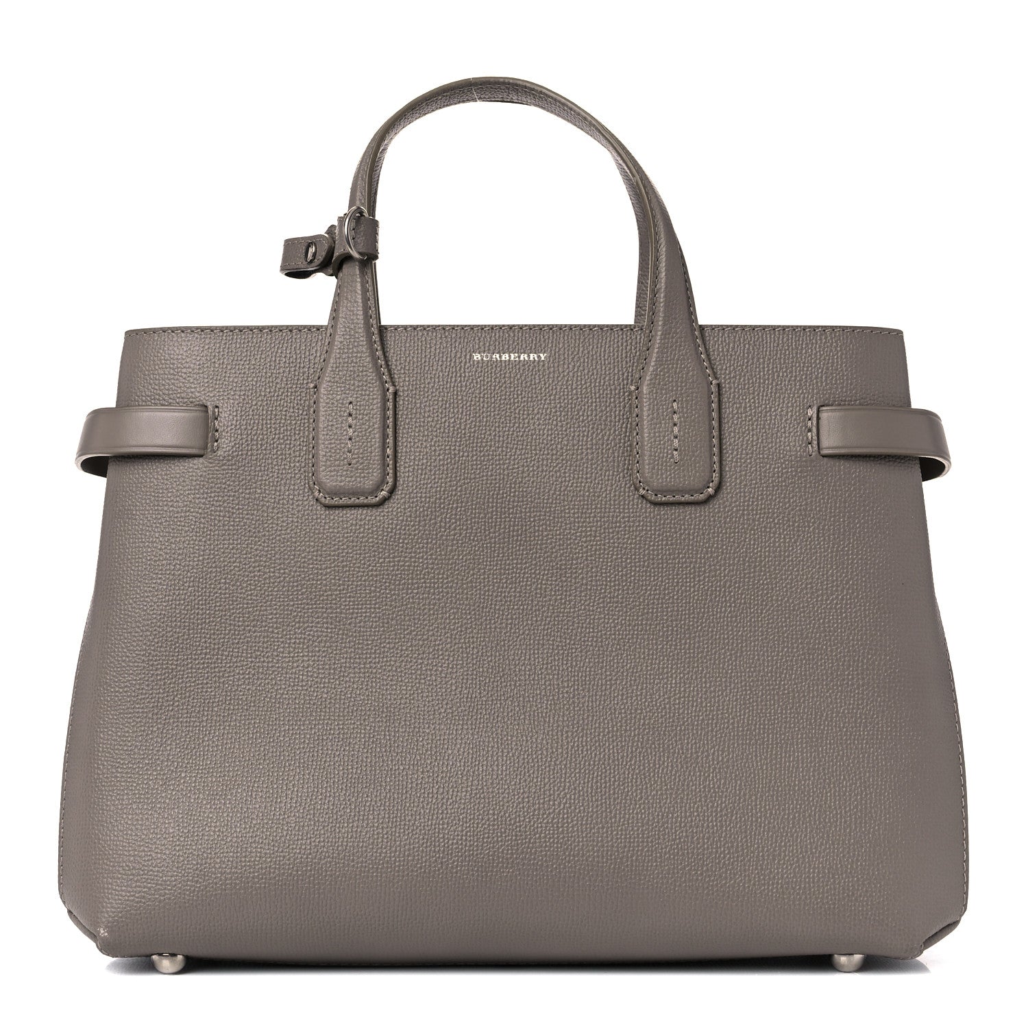 Burberry Derby Calfskin House Check Medium Banner Tote Thistle Grey 1 of 14