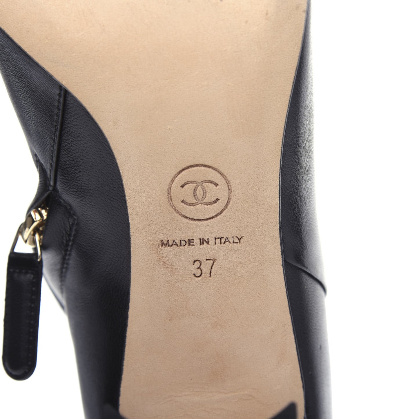 Lambskin CC Chain Short Boots 37 Black