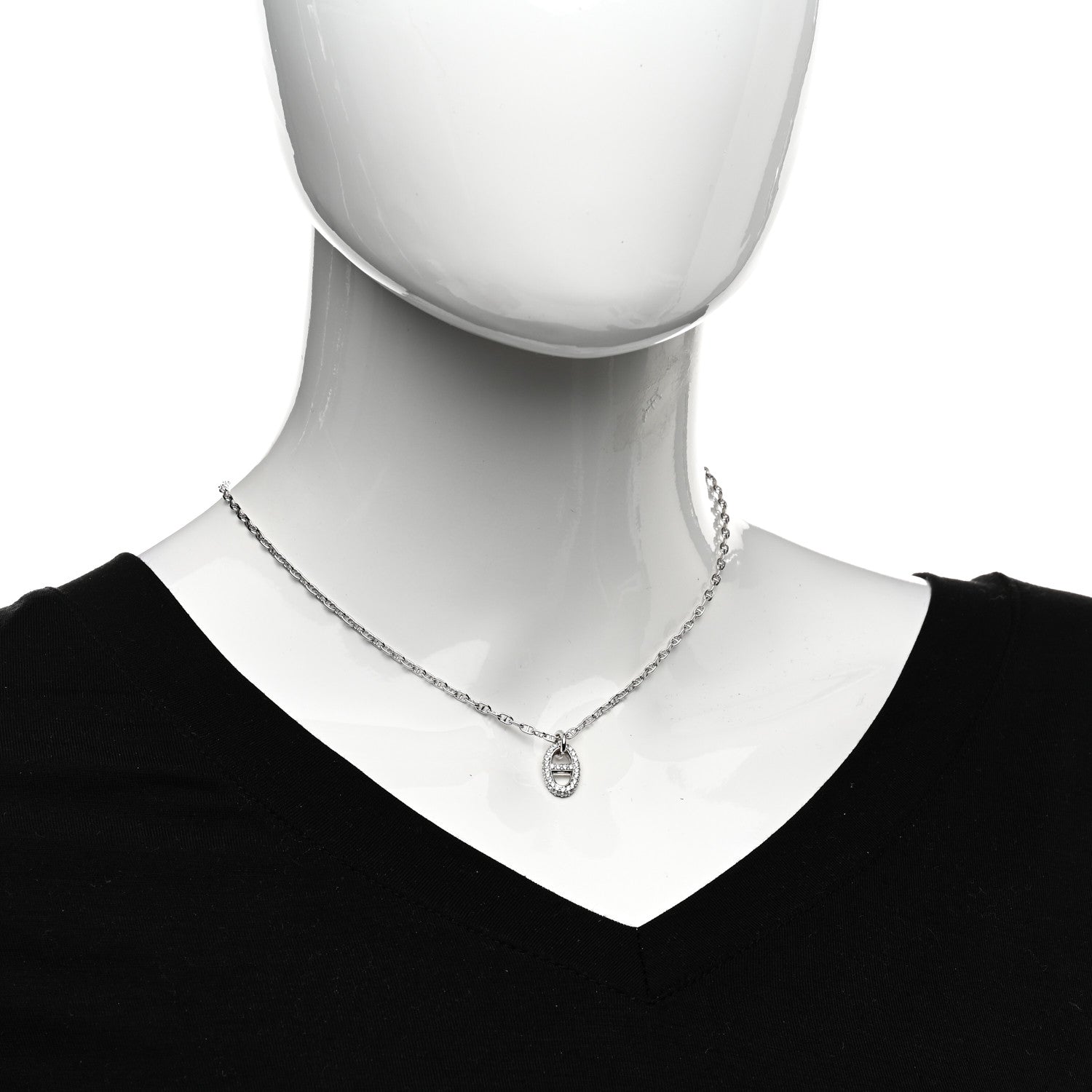 Hermes 18K White Gold Diamond New Farandole Pendant Necklace ST 2 of 5