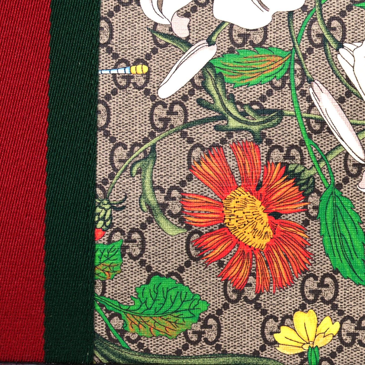 GG Supreme Monogram Flora Web Large Ophidia Tote Red