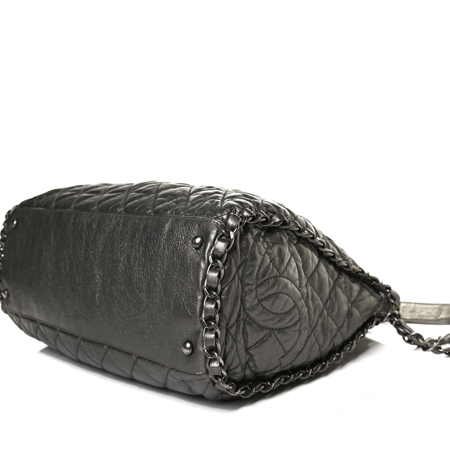 Chanel Metallic Calfskin Quilted Medium Chain Me Hobo Dark Silver 10 of 15