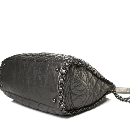 Chanel Metallic Calfskin Quilted Medium Chain Me Hobo Dark Silver 10 of 15