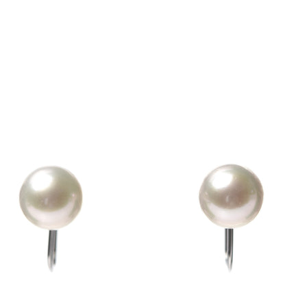 Mikimoto 18K White Gold Pearl 7-7.5mm Screw Back Earrings 1 of 4