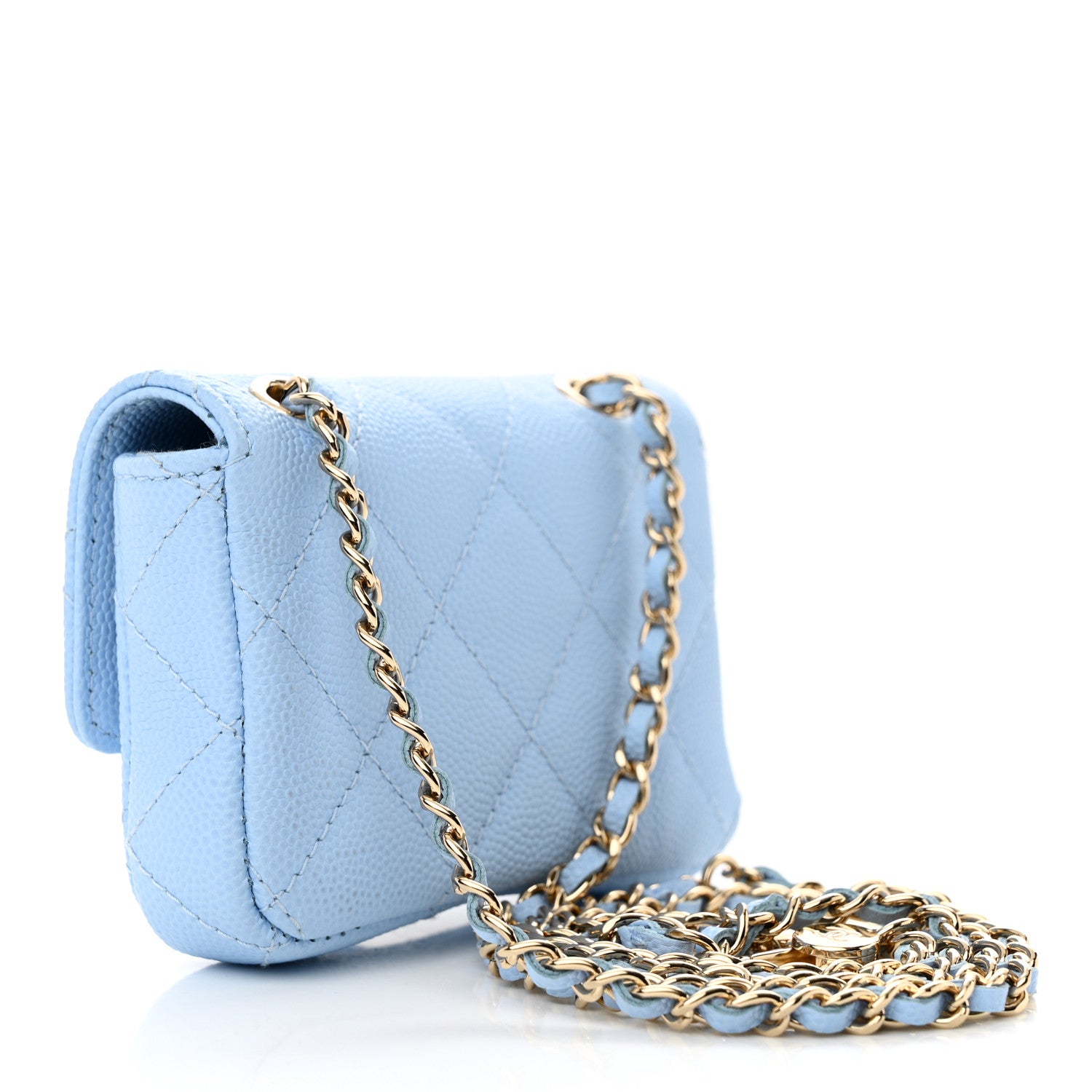 Chanel Caviar Quilted Mini Chain Belt Bag Light Blue 3 of 12