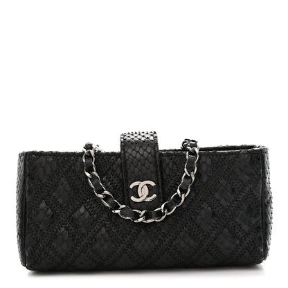 Chanel Snakeskin Quilted Phone Holder Clutch Black 1 of 13