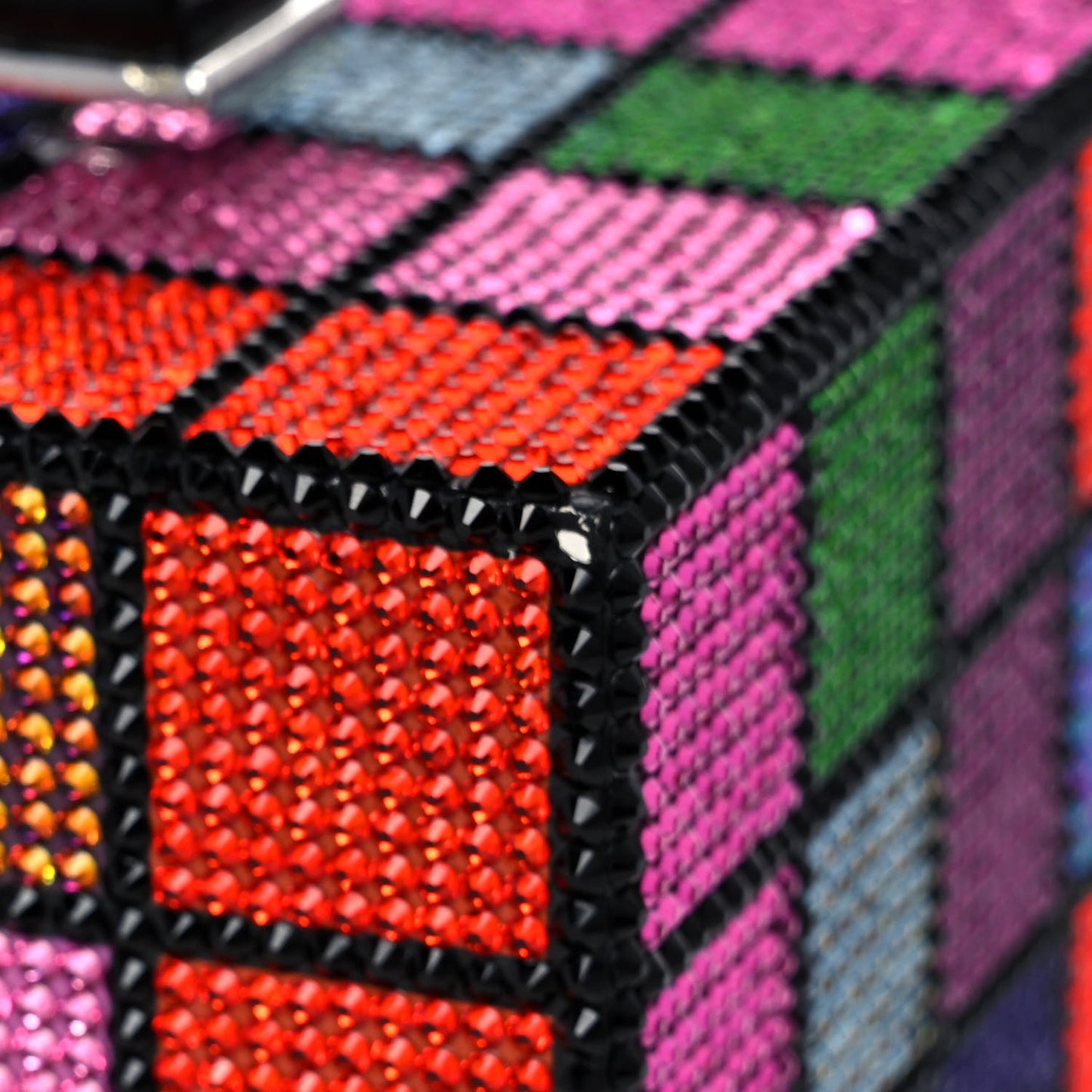 Crystal Rubix Cube Clutch Multicolor