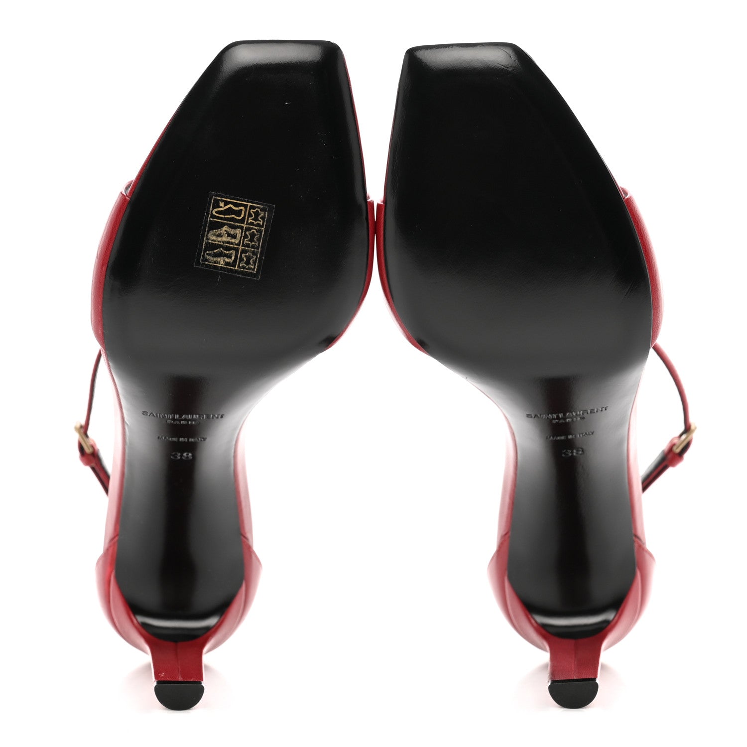 Saint Laurent Smooth Calfskin Bea 90 Ankle Strap Sandals 38 Opyum 38 Red 5 of 15