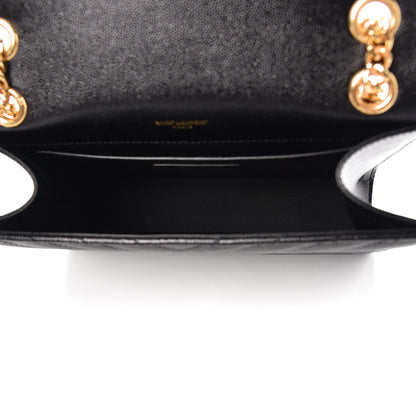 Saint Laurent Grain De Poudre Matelasse Chevron Medium Monogram Satchel Black 6 of 9