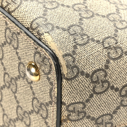Gucci GG Supreme Monogram Medium Zippered Bucket Tote Beige Hibiscus Red New Rosette 10 of 12