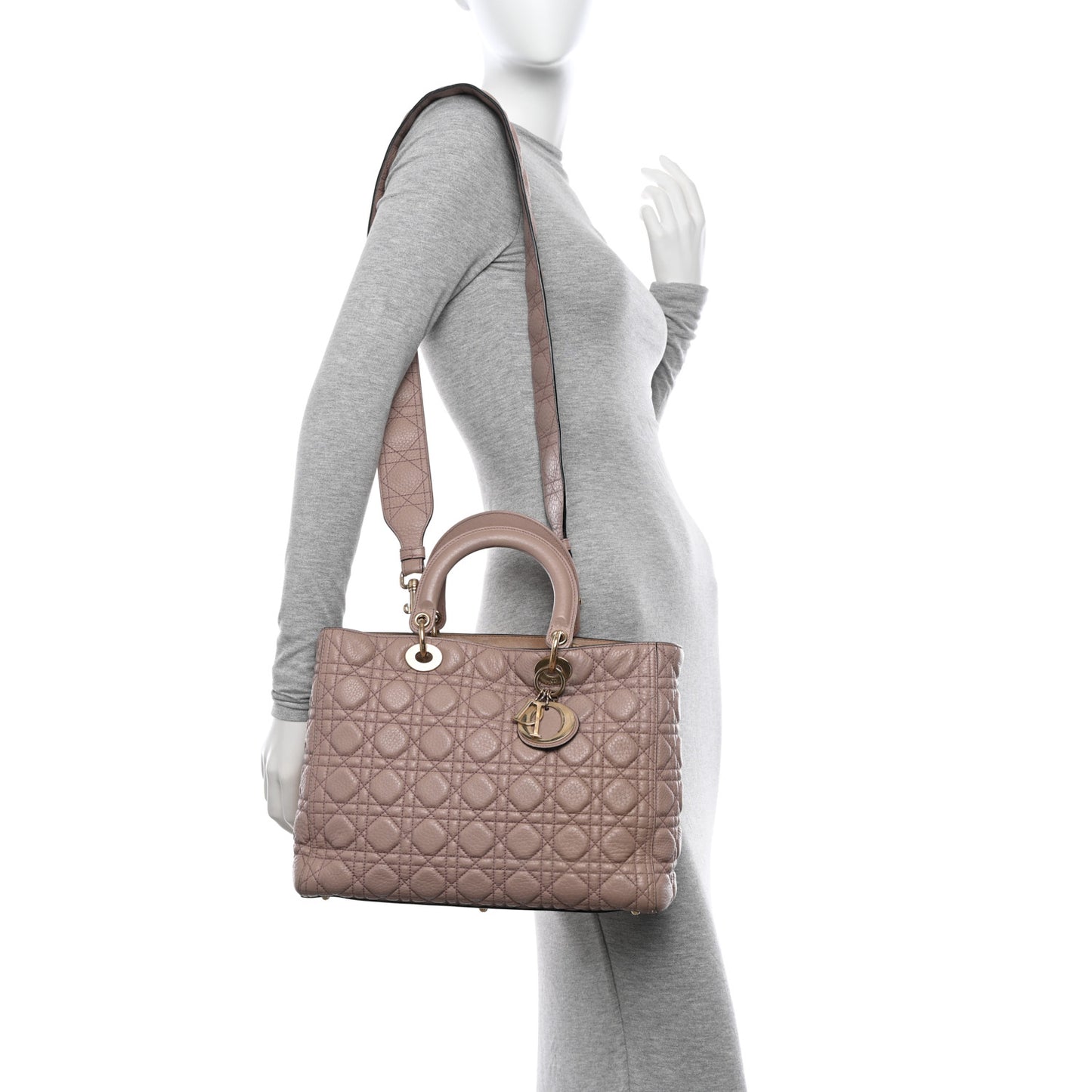 Grained Calfskin Cannage Large Lady Dior Light Pink