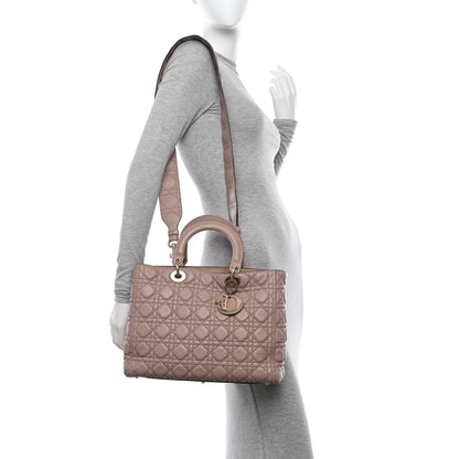 Christian Dior Grained Calfskin Cannage Large Lady Dior Light Pink 2 of 12