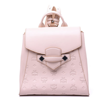 MCM Calfskin Ottomar Monogram Essential Small Backpack Pink Blush 1 of 30