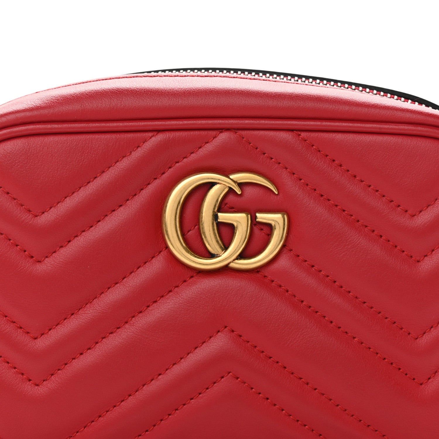 Gucci Calfskin Matelasse Mini GG Marmont Chain Shoulder Bag Hibiscus Red 8 of 10