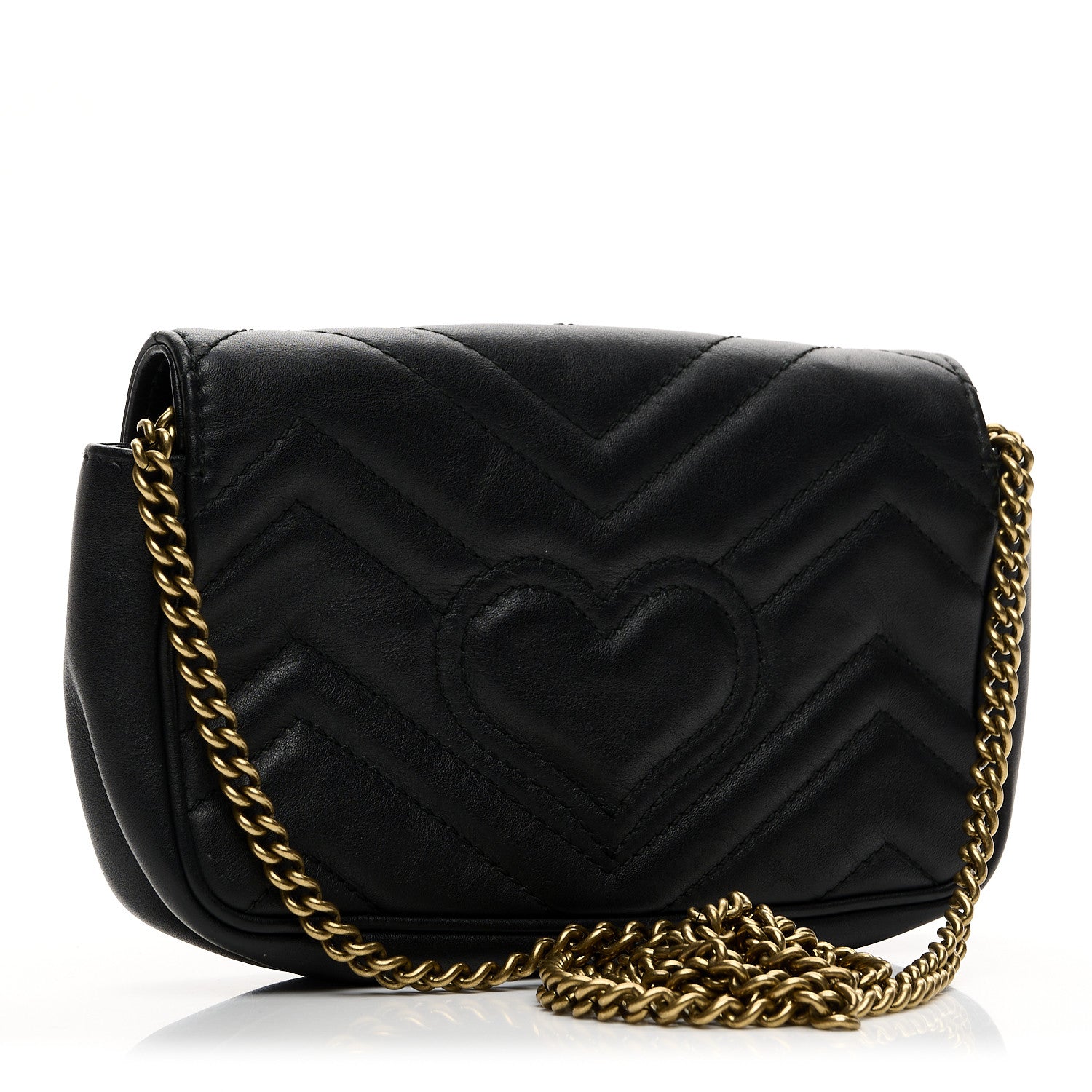 Gucci Calfskin Matelasse Super Mini GG Marmont Shoulder Bag Black 5 of 21