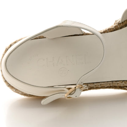 Chanel Lambskin Cap Toe CC Espadrille Sandals 38 White Black 7 of 11