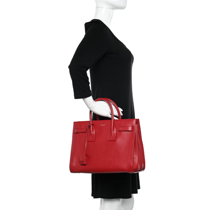 Saint Laurent Calfskin Small Sac De Jour Lipstick Red 2 of 12