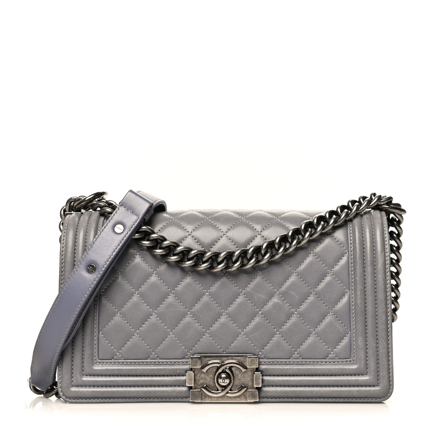 Chanel Calfskin Quilted Medium Boy Flap Grey 1 of 7