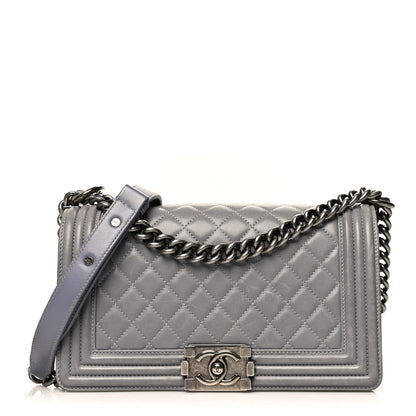 Chanel Calfskin Quilted Medium Boy Flap Grey 1 of 7