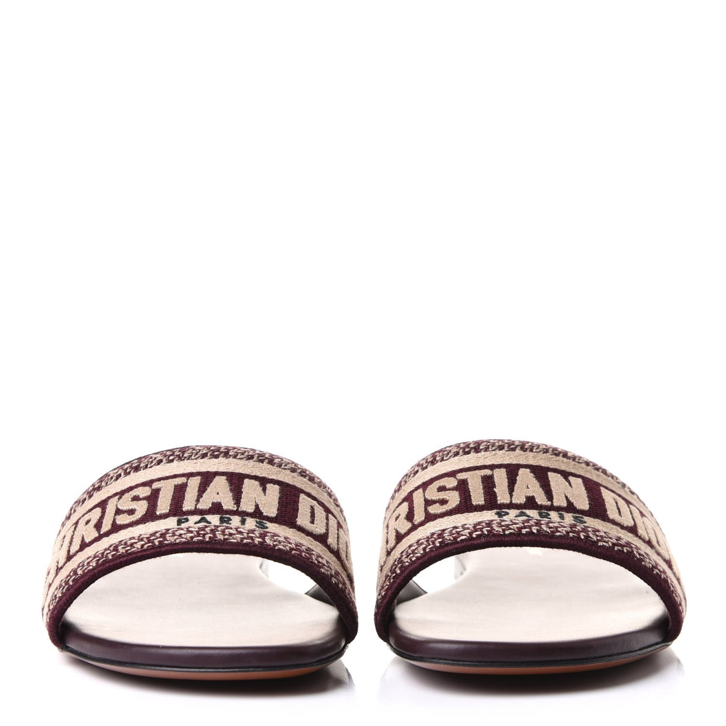 Canvas Embroidered Dway Mules Slide Sandals 36.5 Burgundy