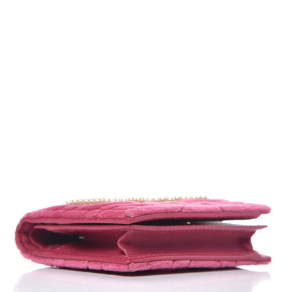 Gucci Velvet Matelasse Pearl Love Embroidered GG Marmont Card Case Wallet Light Raspberry Rose 4 of 7