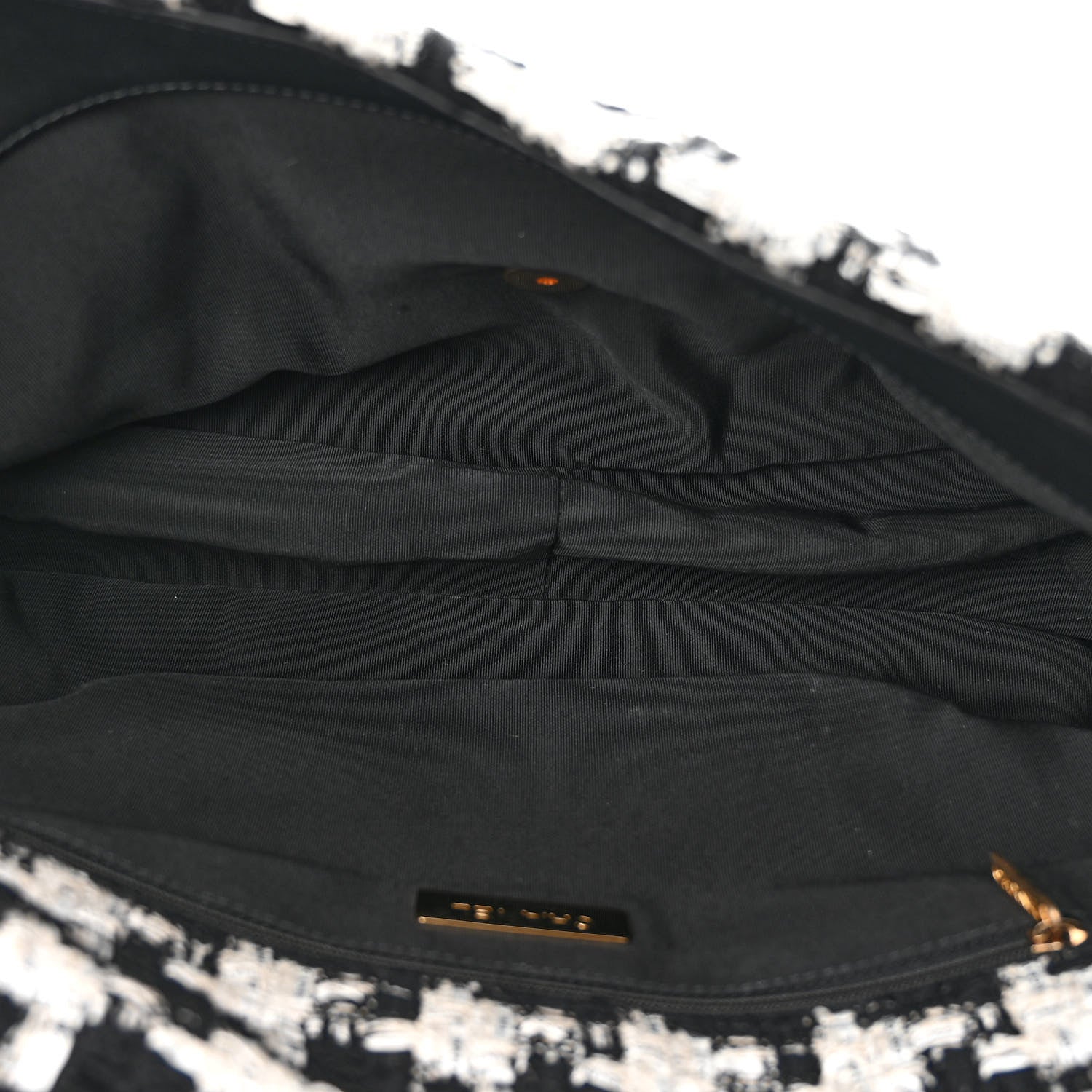 Chanel Tweed Quilted Maxi Chanel 19 Flap Black Ecru White 4 of 9