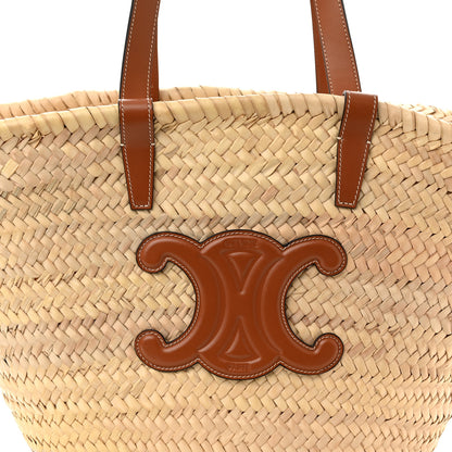 Celine Raffia Calfskin Triomphe Medium Panier Tan 7 of 9