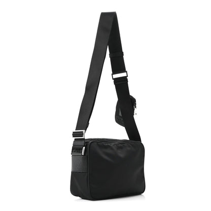 Prada Re-Nylon Vela Saffiano Pocket Double Zip Shoulder Bag Black Black 3 of 10
