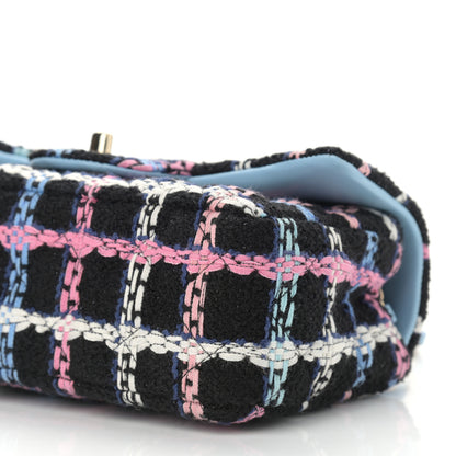 Chanel Tweed Quilted Mini Rectangular Flap Black Pink Blue Ecru 6 of 13
