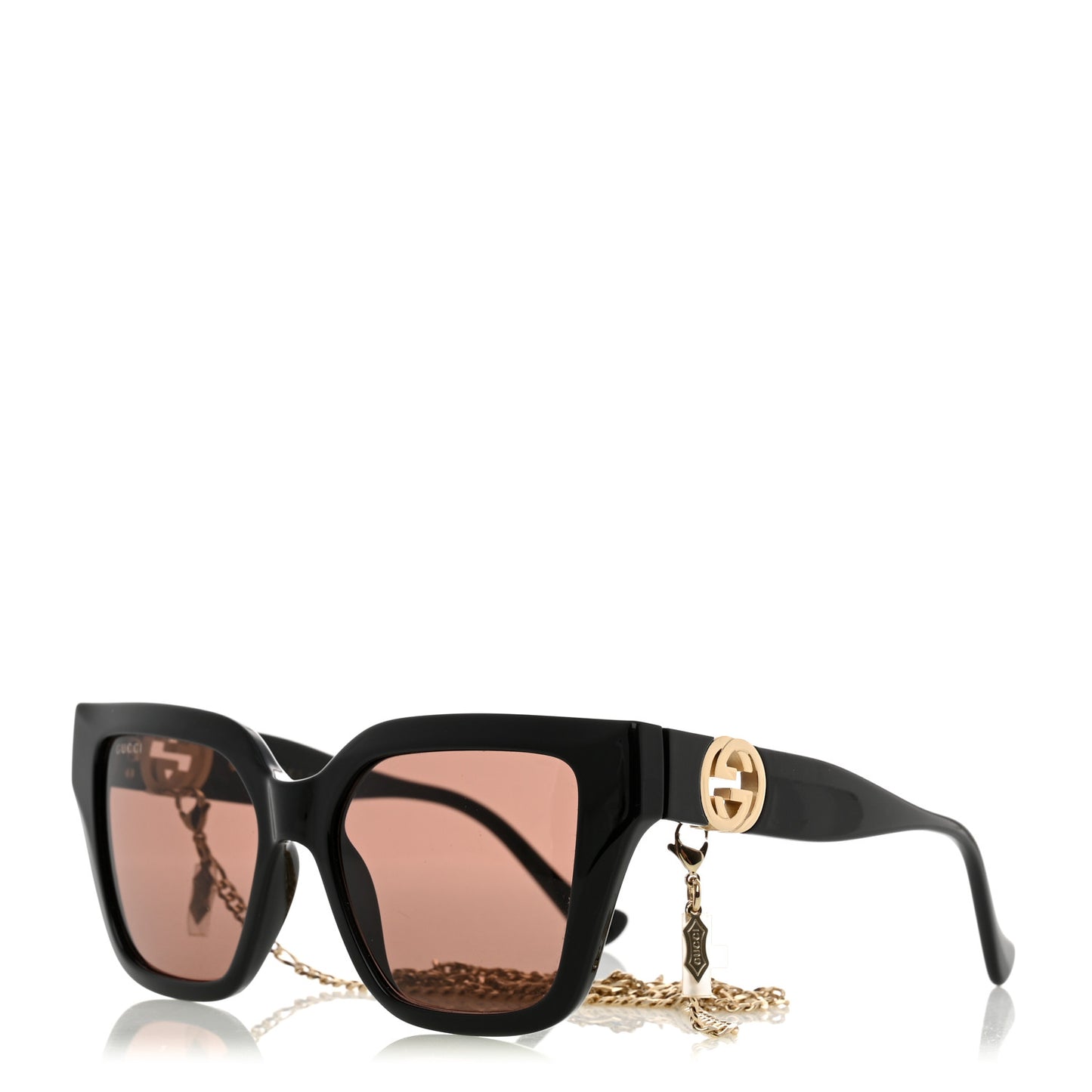 Acetate Square Frame Chain Sunglasses GG1023S Black