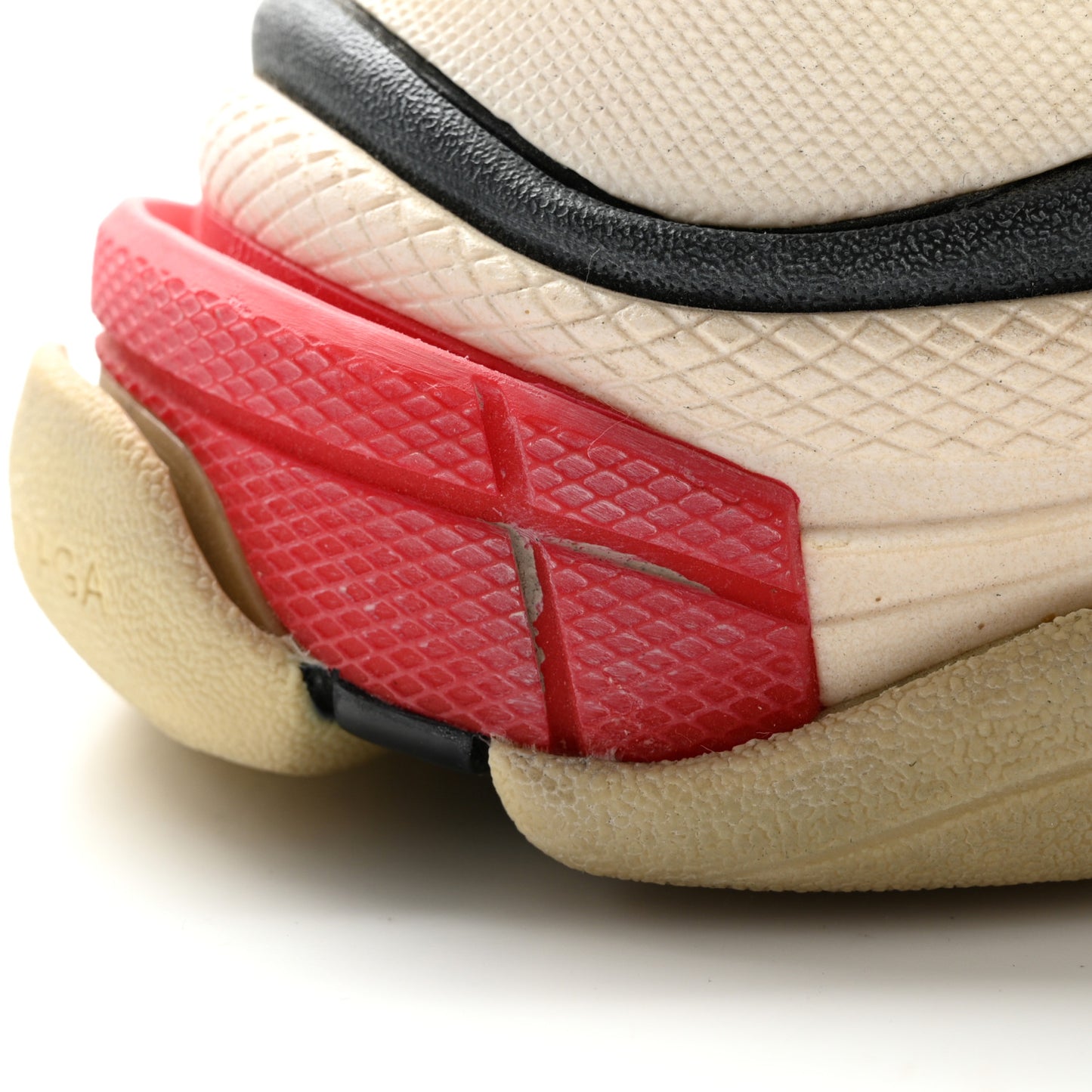 Fabric Mesh Washed Effect Womens Triple S Sneakers 41 Black Red