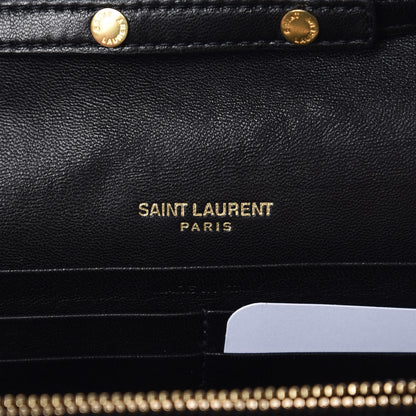 Saint Laurent Lambskin Matelasse Chevron Monogram Sulpice Chain Wallet Black 8 of 11