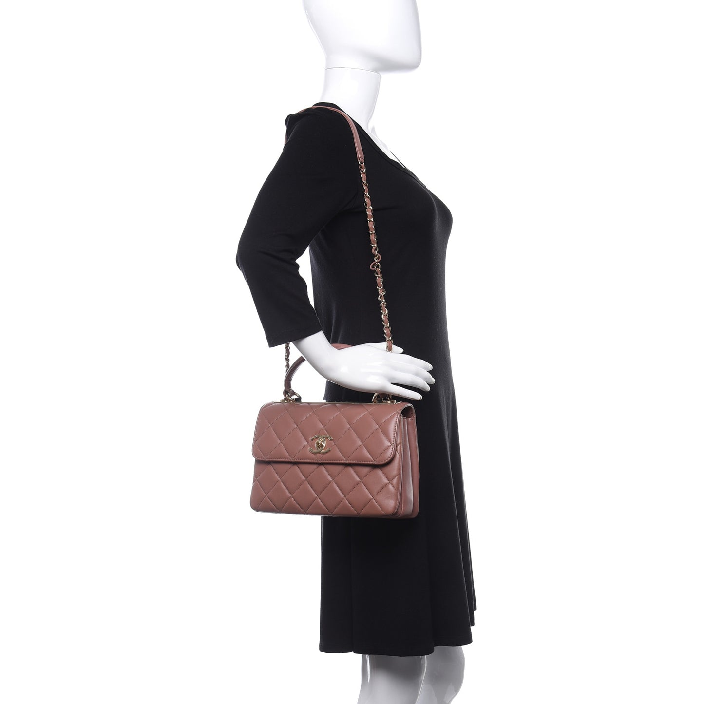 Lambskin Quilted Small Trendy CC Flap Dual Handle Bag Pink