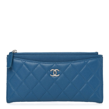 Chanel Caviar Quilted Classic Zip Pouch Blue 1 of 8