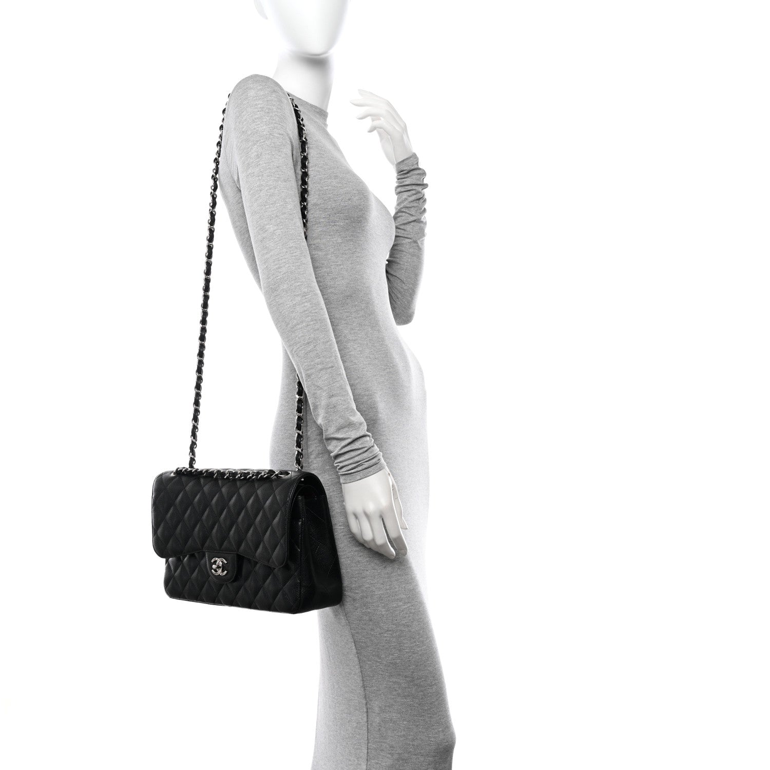 Chanel Caviar Quilted Jumbo Double Flap Black 3 of 12