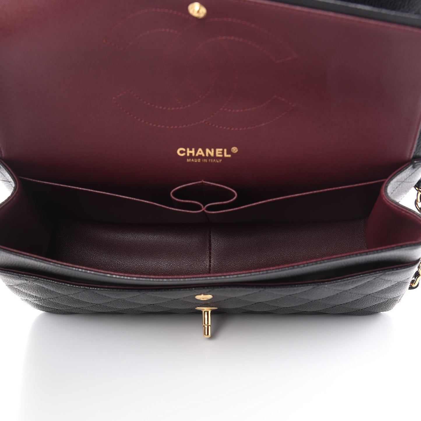 Caviar Quilted Jumbo Double Flap Black