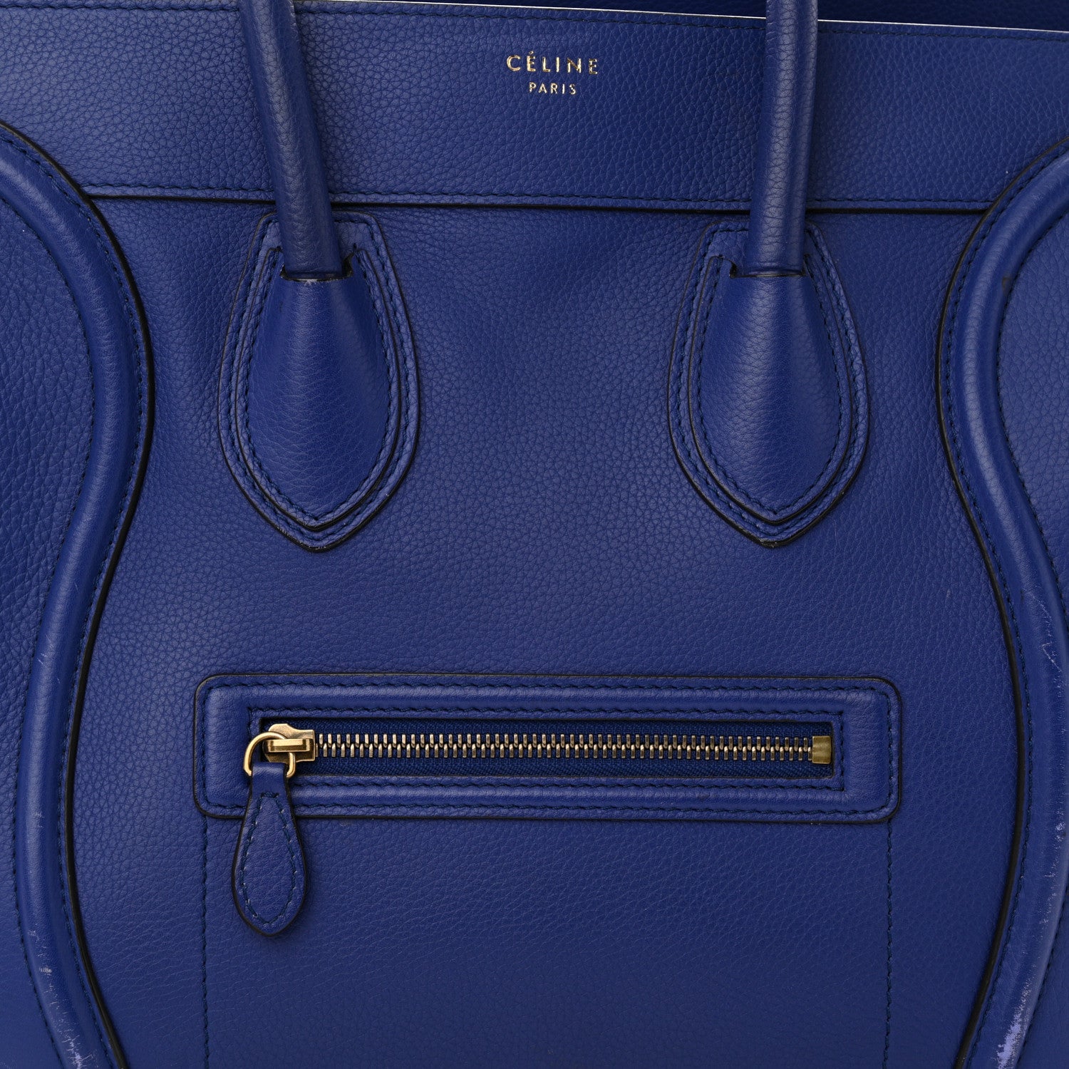 Celine Drummed Calfskin Mini Luggage Indigo 7 of 18